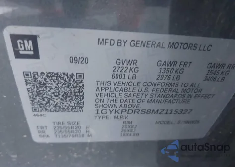 2021 Cadillac Xt6 Awd Premium Luxury from USA, damaged, VIN 1GYKPDRS8MZ115327